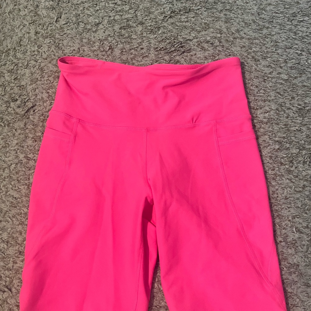 Bright Pink High-Waisted Biker Shorts with pockets